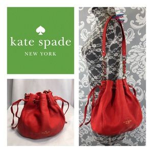 Kate Spade Red Leather Bucket Bag